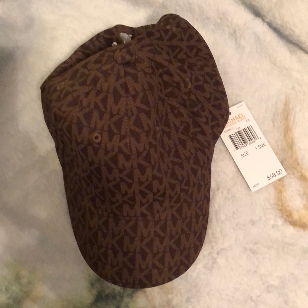 Michael Kors Brown 100% Cotton MK Monogram Adjustable Baseball Cap OS NWT - Picture 4 of 15